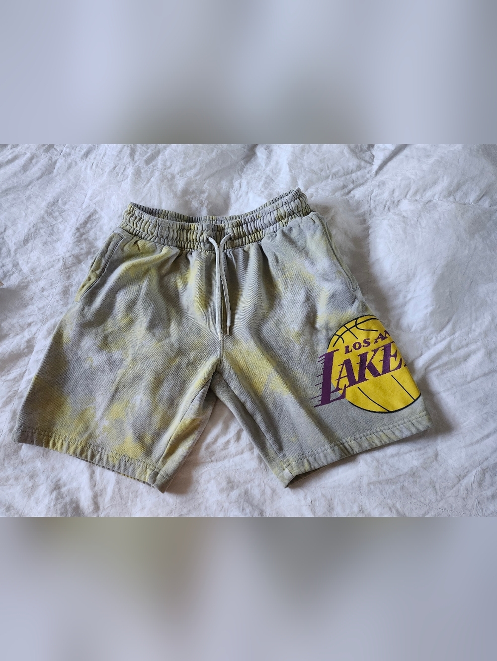 NBA Gray and Yellow Los Angeles Lakers Athletic Shorts